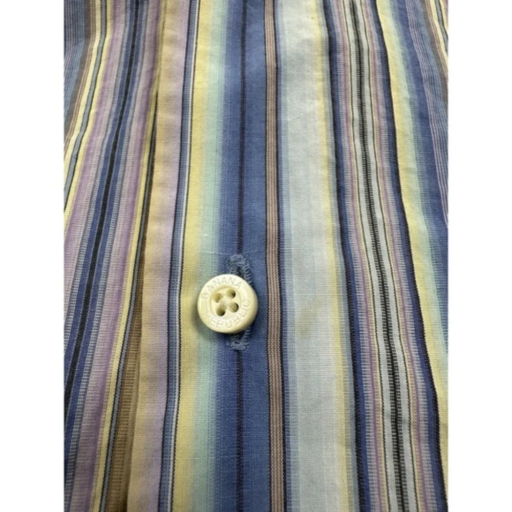 Banana Republic Button Up Mens‎ Medium 15-15.5 Striped French Cuffs